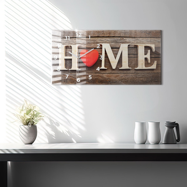 Glass wall clock rectangular The inscription house