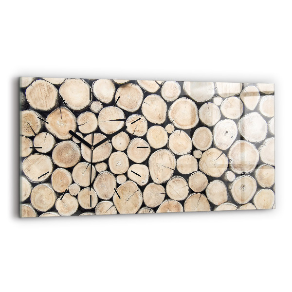 Glass wall clock rectangular Tree stumps cut down