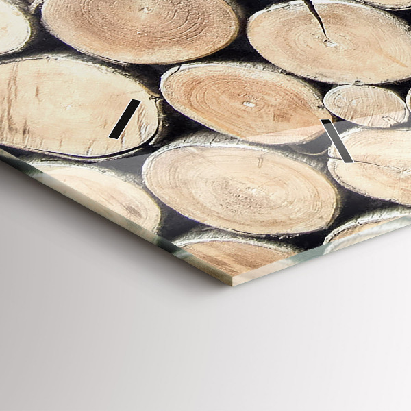 Glass wall clock rectangular Tree stumps cut down