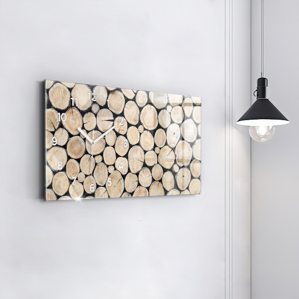 Glass wall clock rectangular Tree stumps cut down