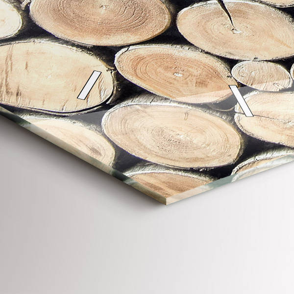 Glass wall clock rectangular Tree stumps cut down