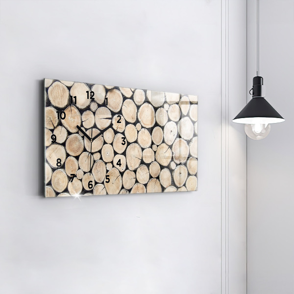 Glass wall clock rectangular Tree stumps cut down