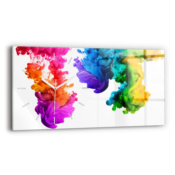 Glass wall clock rectangular Rainbow of colors