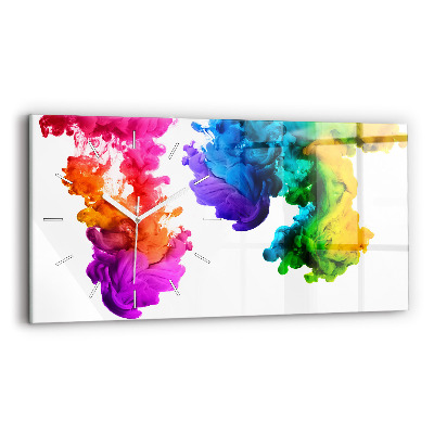 Glass wall clock rectangular Rainbow of colors
