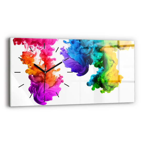 Glass wall clock rectangular Rainbow of colors