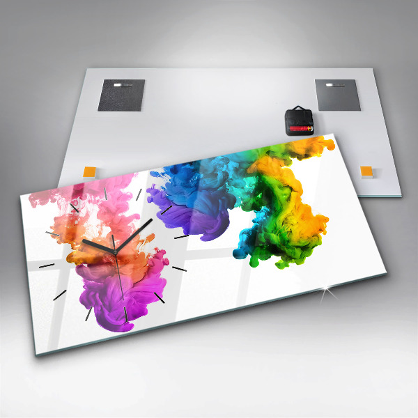Glass wall clock rectangular Rainbow of colors