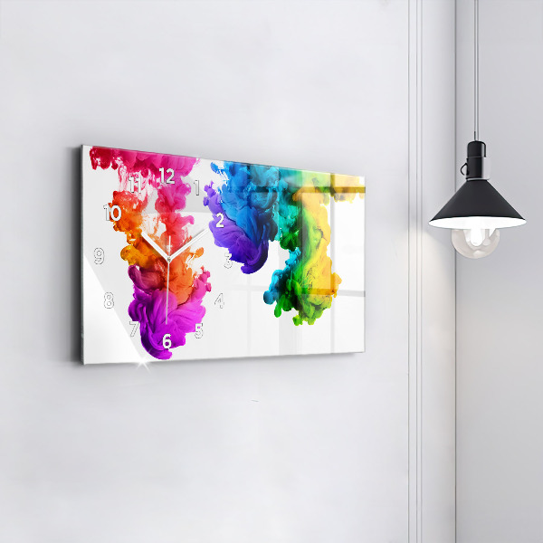 Glass wall clock rectangular Rainbow of colors