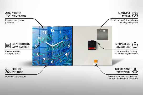 Glass wall clock rectangular Rainbow of colors