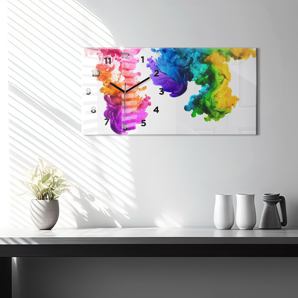 Glass wall clock rectangular Rainbow of colors