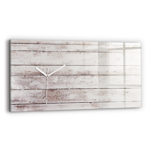 Glass wall clock rectangular Light wood planks