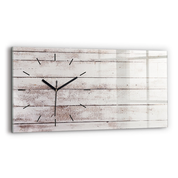 Glass wall clock rectangular Light wood planks