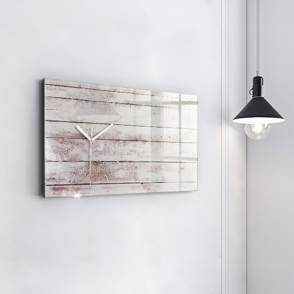 Glass wall clock rectangular Light wood planks
