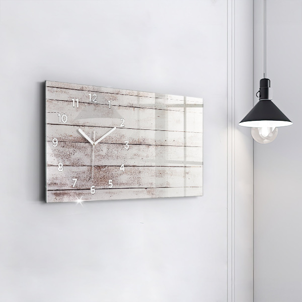 Glass wall clock rectangular Light wood planks