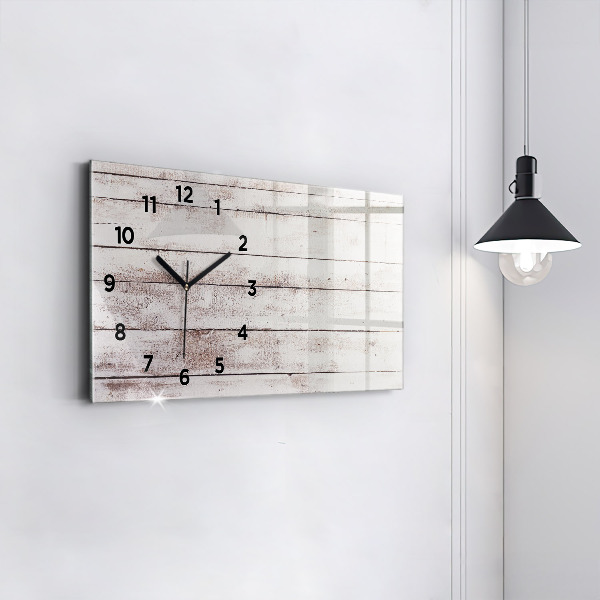 Glass wall clock rectangular Light wood planks
