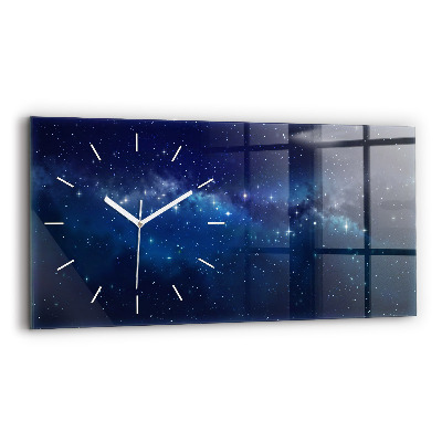 Glass wall clock rectangular Dark sky stars