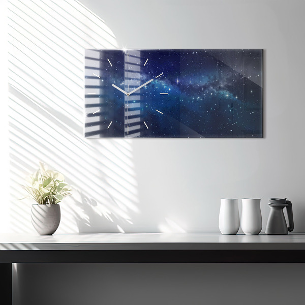 Glass wall clock rectangular Dark sky stars