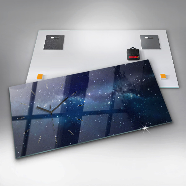 Glass wall clock rectangular Dark sky stars
