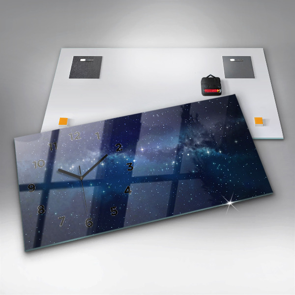 Glass wall clock rectangular Dark sky stars