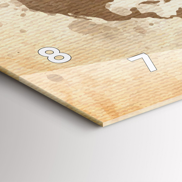 Glass wall clock rectangular Painted map of the world