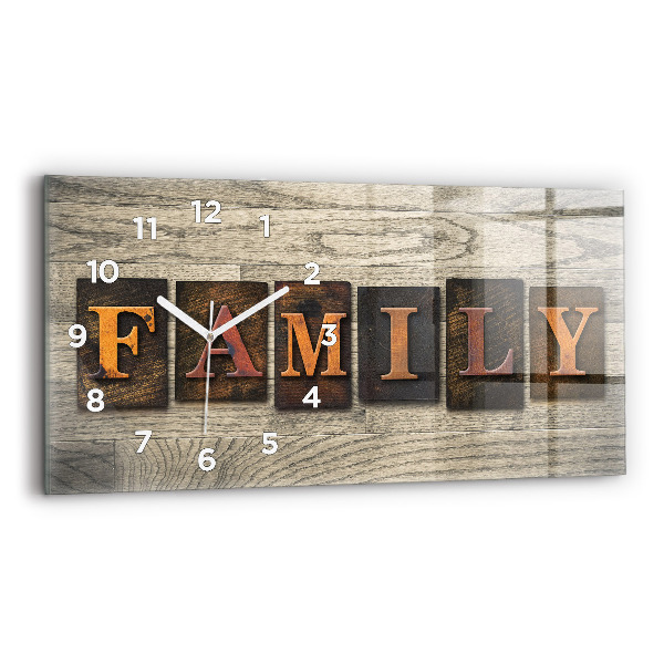 Glass wall clock rectangular The inscription family