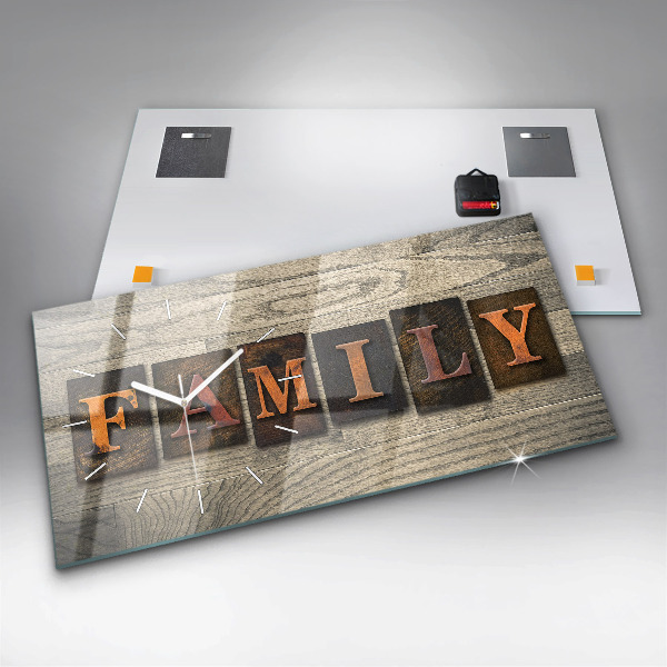 Glass wall clock rectangular The inscription family