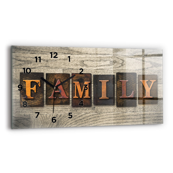 Glass wall clock rectangular The inscription family