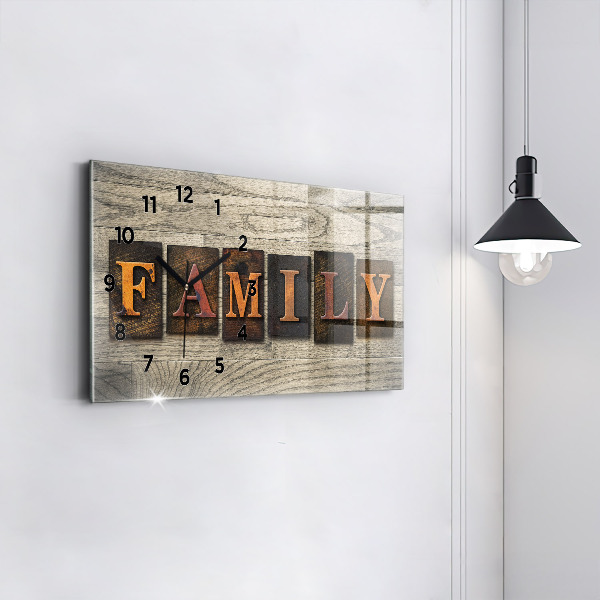 Glass wall clock rectangular The inscription family