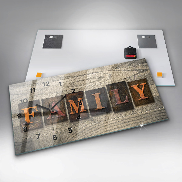 Glass wall clock rectangular The inscription family