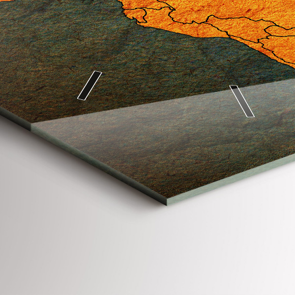 Glass wall clock rectangular World map