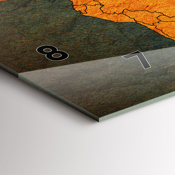 Glass wall clock rectangular World map