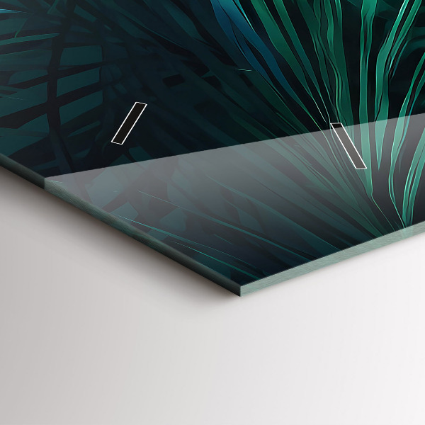 Glass wall clock rectangular Tropical leaves