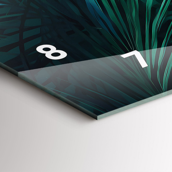 Glass wall clock rectangular Tropical leaves