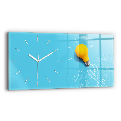 Glass wall clock rectangular Light bulb drawing