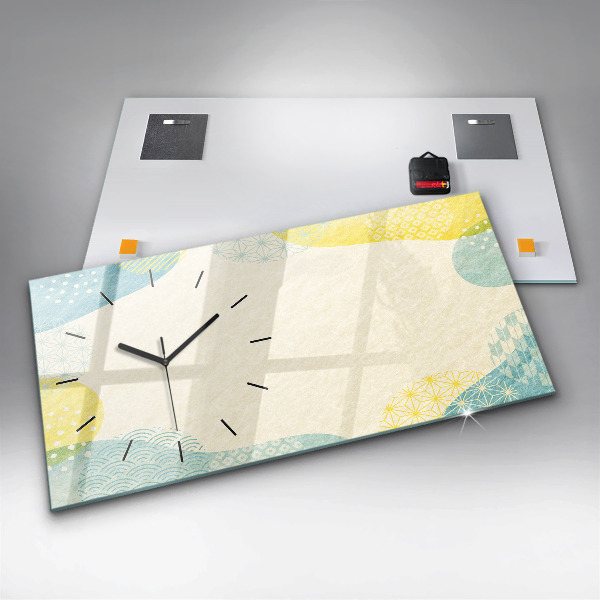 Glass wall clock rectangular Pattern frame