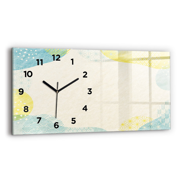 Glass wall clock rectangular Pattern frame