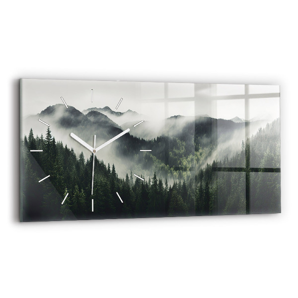 Glass wall clock rectangular Forest Landscape