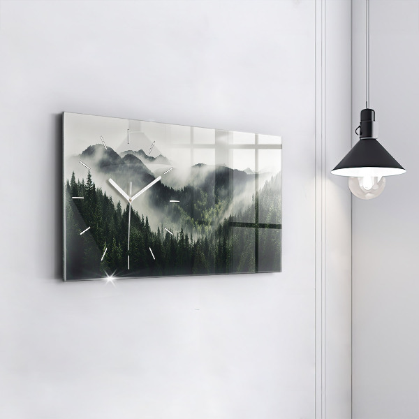 Glass wall clock rectangular Forest Landscape