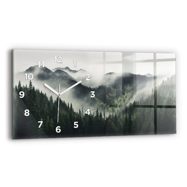 Glass wall clock rectangular Forest Landscape