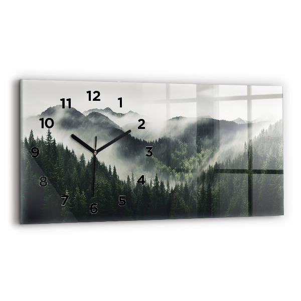 Glass wall clock rectangular Forest Landscape