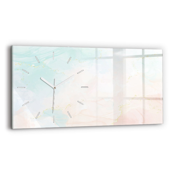 Glass wall clock rectangular Watercolor marble