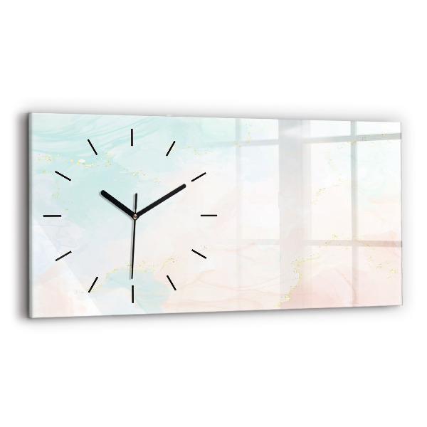 Glass wall clock rectangular Watercolor marble