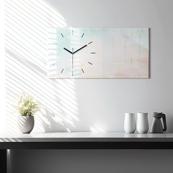 Glass wall clock rectangular Watercolor marble