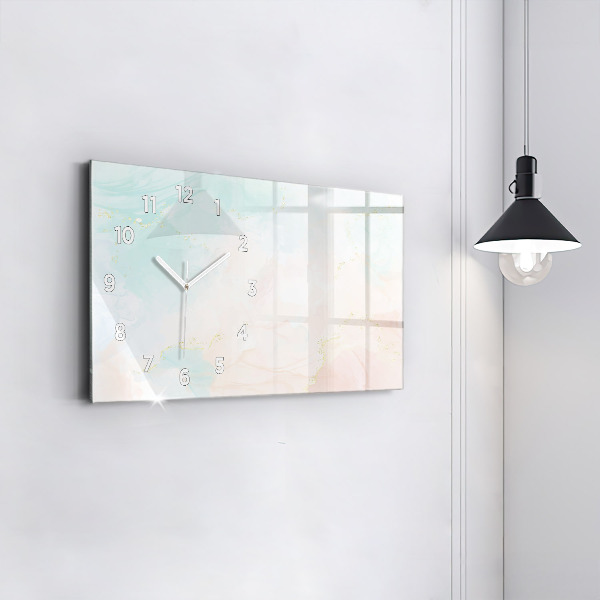Glass wall clock rectangular Watercolor marble