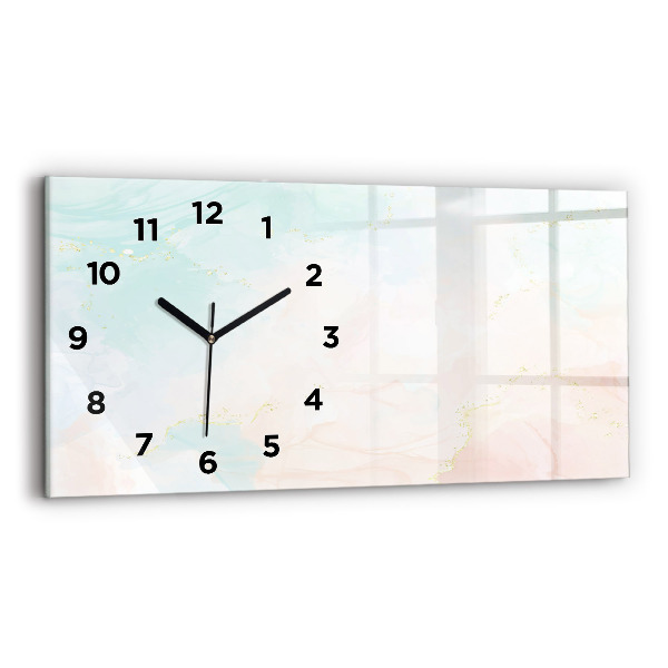 Glass wall clock rectangular Watercolor marble