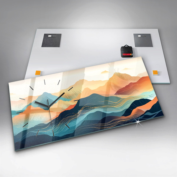 Glass wall clock rectangular Mountain landscape