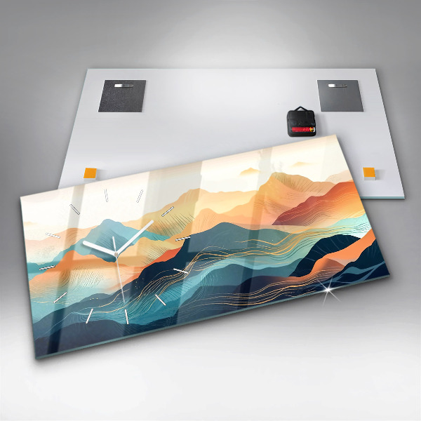 Glass wall clock rectangular Mountain landscape
