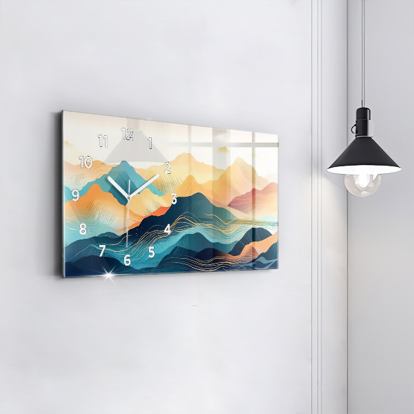 Glass wall clock rectangular Mountain landscape