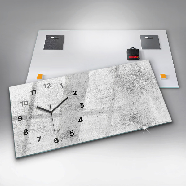 Glass wall clock rectangular Concrete wall