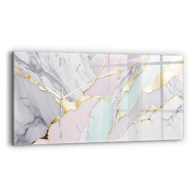 Glass wall clock rectangular Marble pattern