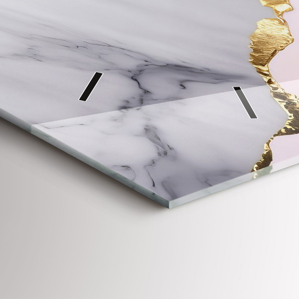 Glass wall clock rectangular Marble pattern